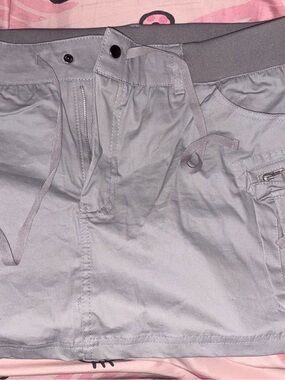 Women’s Light Gray Utility Skirt with Drawstring Waist